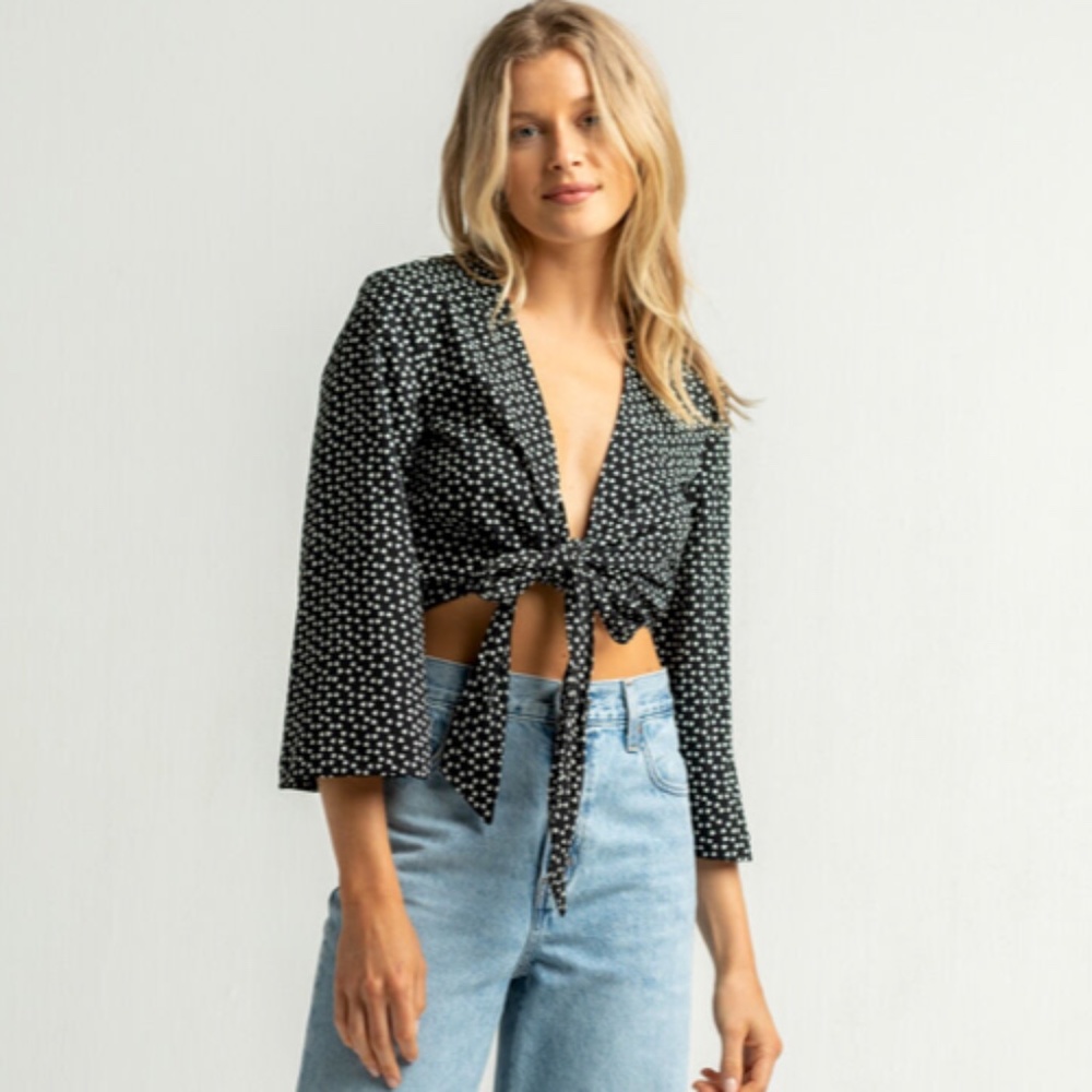VOLCOM Wrap Skillz Tie Front Womens Top